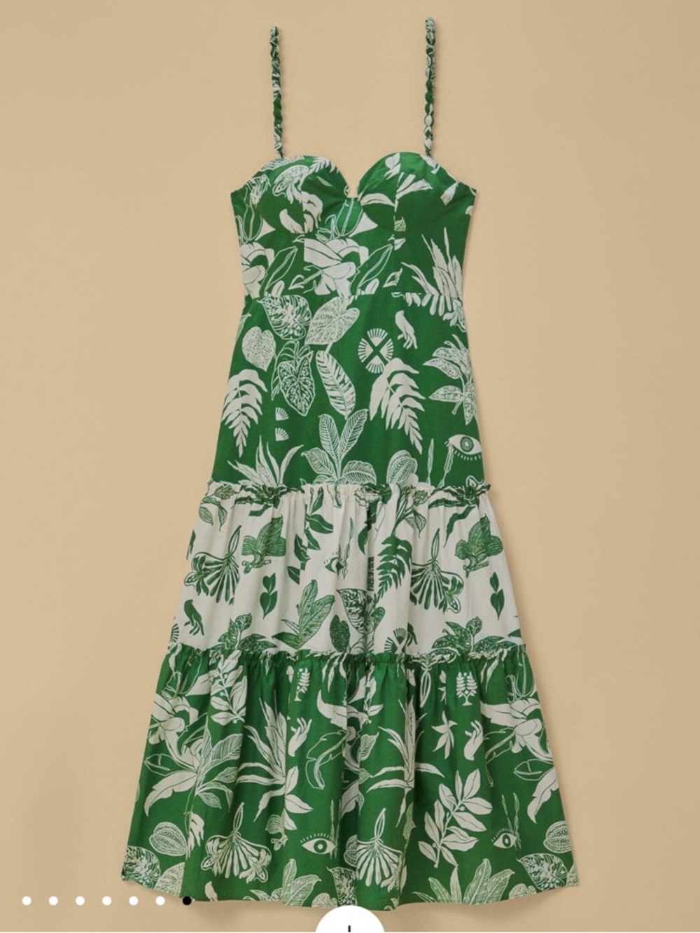 Farm Rio Forest Soul Mix Midi Dress Green Botanical Print Size Large NWT - Picture 2 of 6